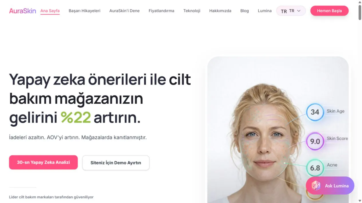 AuraSkin web sitesi